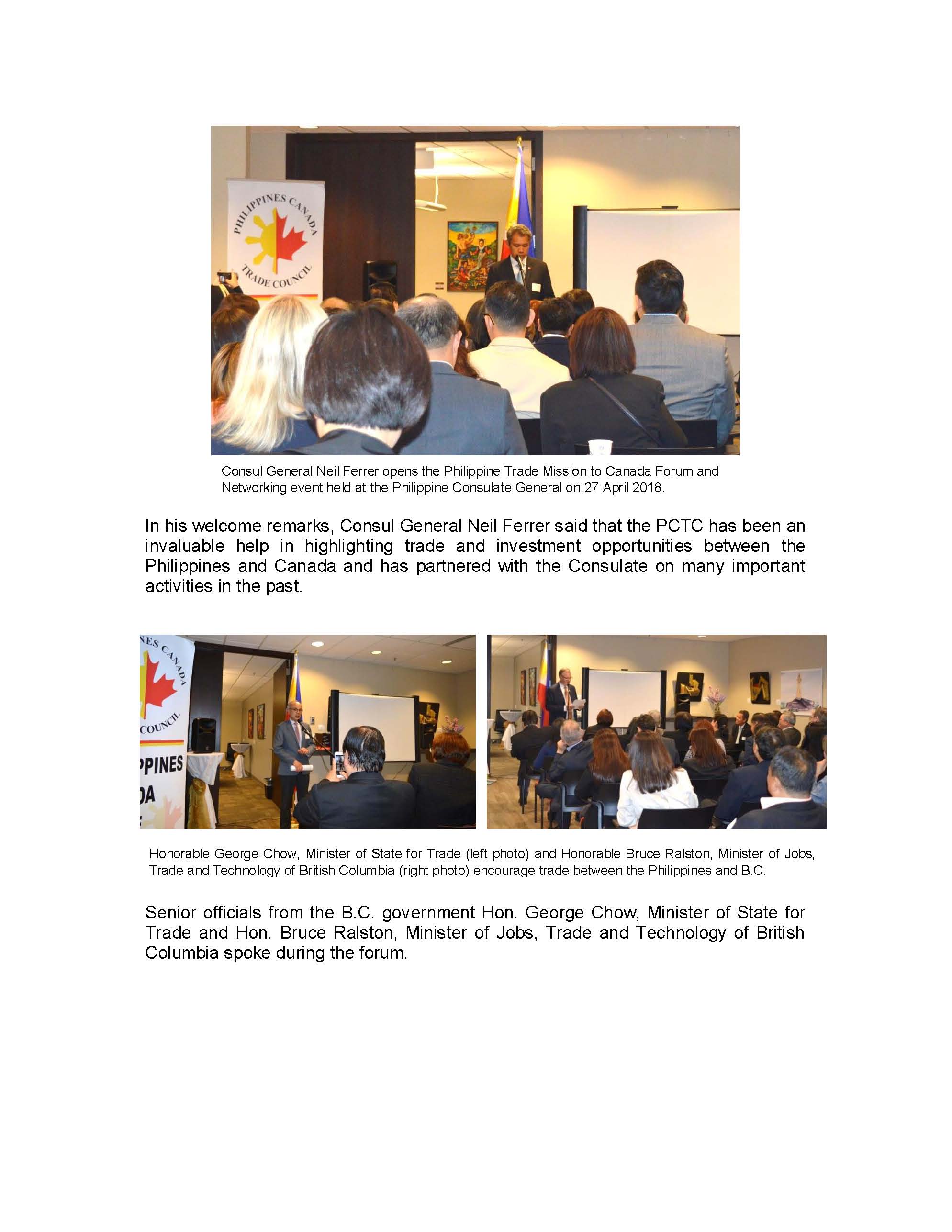 VANCOUVER PCG AND PCTC HOST FORUM WITH PH FOOD MISSION Page 2
